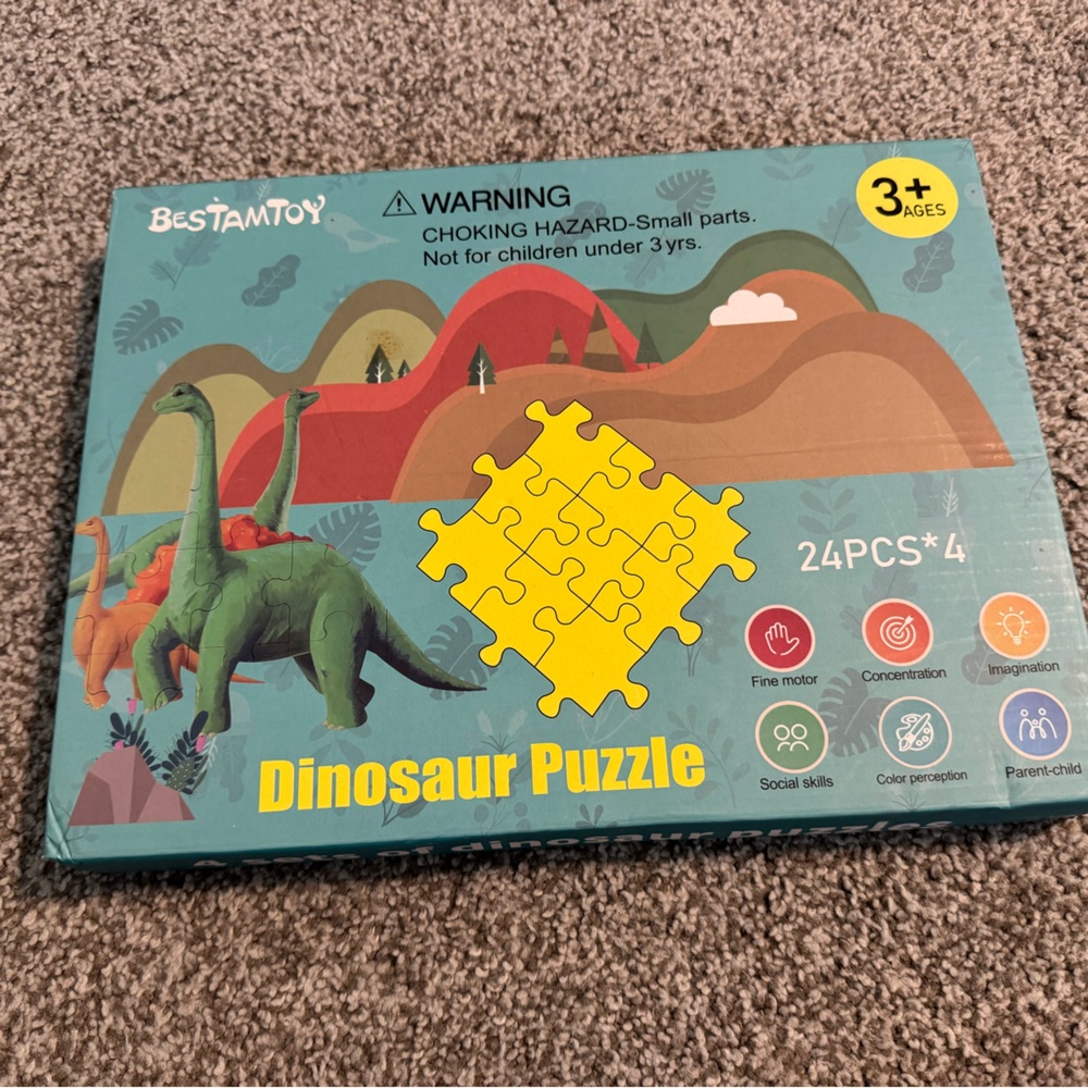 Dinosaur Puzzle for Kids - Green and Yellow